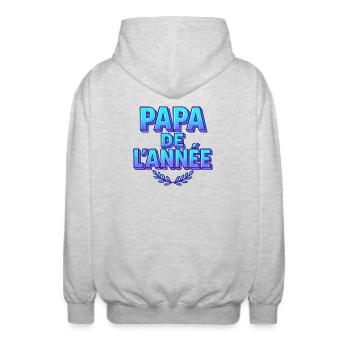 Dad of the Year - Father's Day - Gift - Unisex Hooded Jacket - light heather grey - Back - AI Model Male 185 light (185cm)
