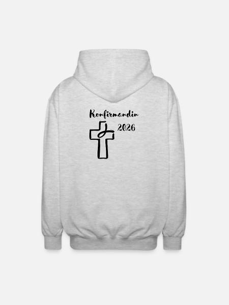 Confirmation 2026 Confirmation Cross and Fish - Unisex Hooded Jacket - light heather grey