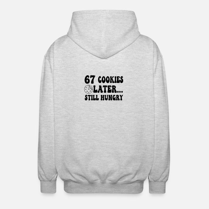 67 biscuits plus tard, toujours affamé - Veste à capuche unisexe - gris clair chiné
