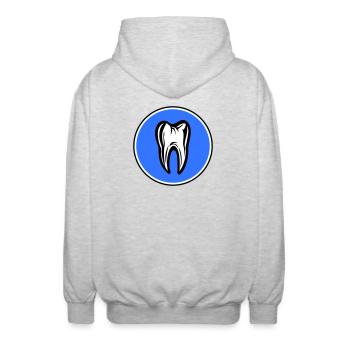 Icône de dentiste dentaire dentaire - Veste à capuche unisexe - gris clair chiné - Dos - AI Model Male 185 light (185cm)