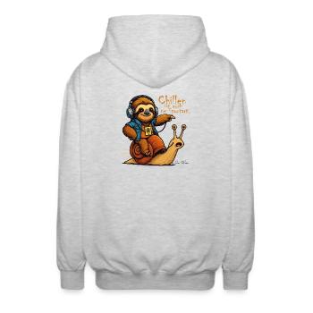 Chillen_ist_auch_ne_Sportart - Unisex Kapuzenjacke - Hellgrau meliert - Hinten - AI Model Male 185 light (185cm)
