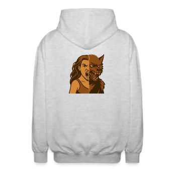 Dualité homme-loup-garou - Veste à capuche unisexe - gris clair chiné - Dos - AI Model Male 185 light (185cm)