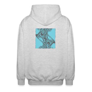 Zebraisches Muster Cyan - Unisex Kapuzenjacke - Hellgrau meliert - Hinten - AI Model Male 185 light (185cm)