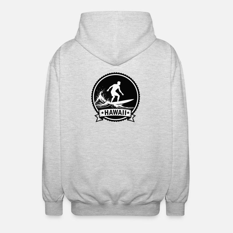 Hawaii Surf Wave Badge - Unisex Hooded Jacket - light heather grey