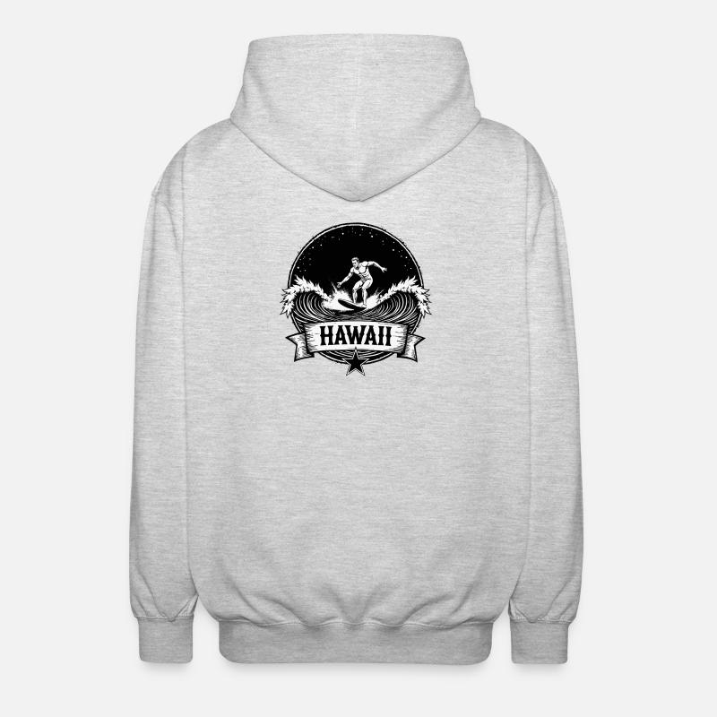Hawaii Surfer Surfer on Pacific Wave - Unisex Hooded Jacket - light heather grey