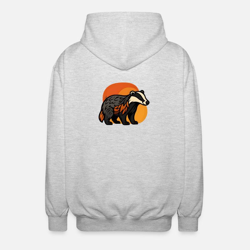 Badger at sunset - Unisex Hooded Jacket - light heather grey