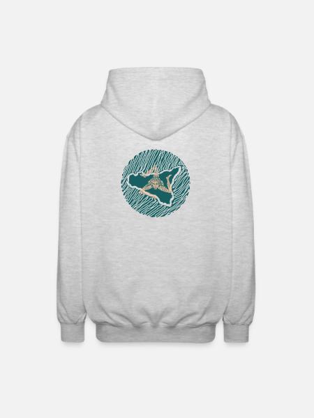 Sicily Trinacria Artistic design - Unisex Hooded Jacket - light heather grey