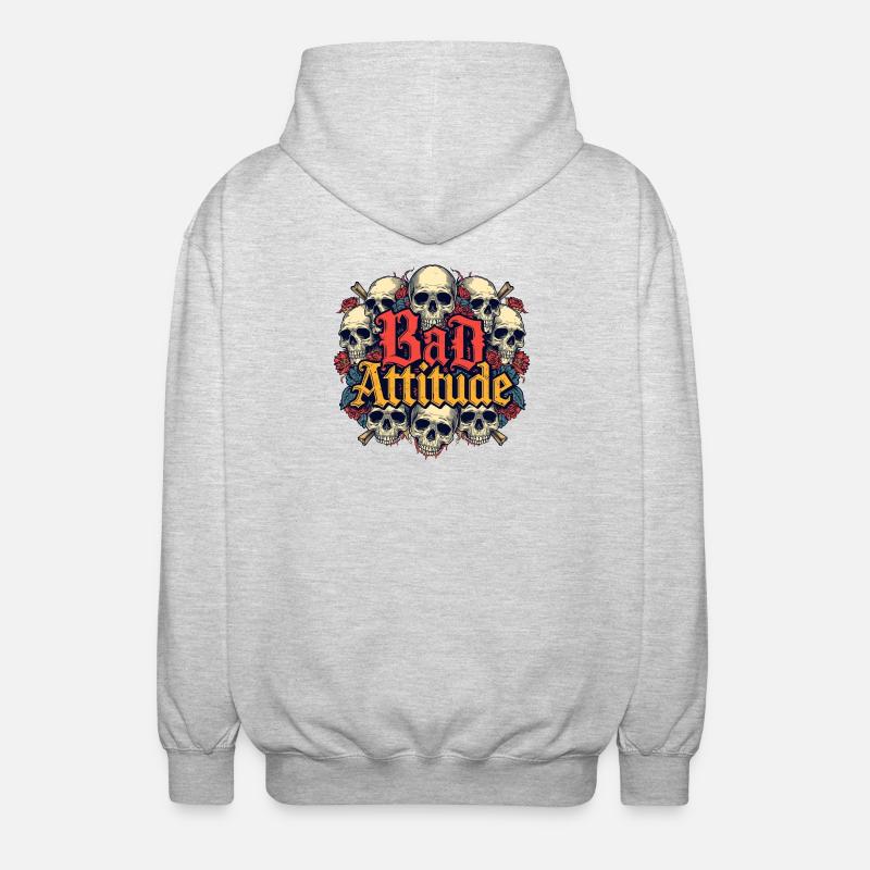 Schlechte Einstellung Skull Roses - Unisex Kapuzenjacke - Hellgrau meliert