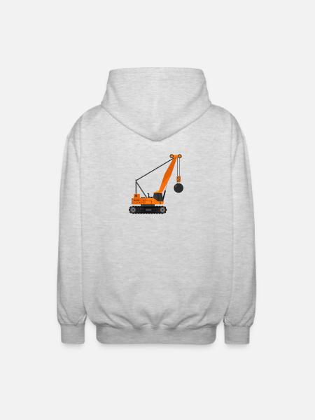 Wrecking ball crane - Unisex Hooded Jacket - light heather grey