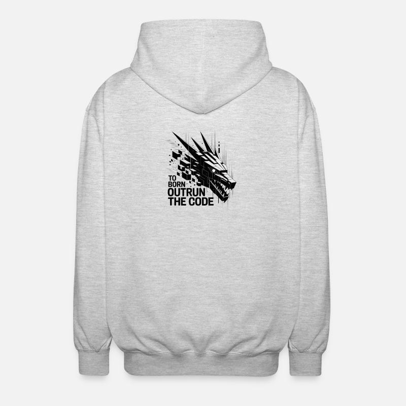 Geometric Dragon Outrun Code - Unisex Hooded Jacket - light heather grey