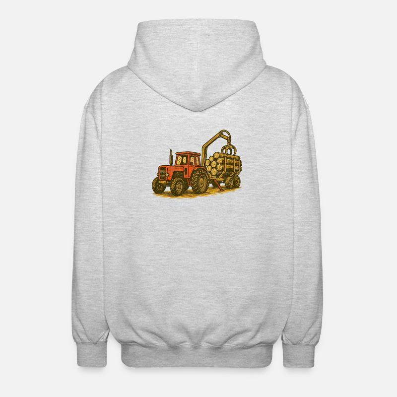 Forsttraktor mit Holzlast - Unisex Kapuzenjacke - Hellgrau meliert