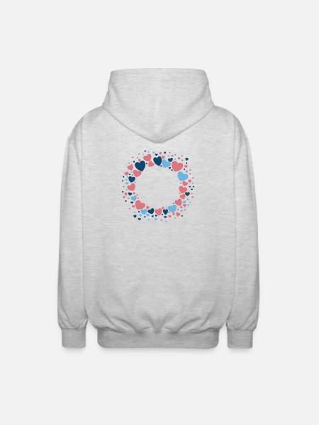 Herz Kranz Blau Rosa Blumenkranz - Unisex Kapuzenjacke - Hellgrau meliert