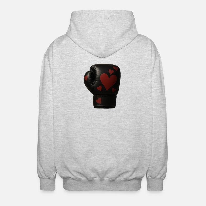 Gant de boxe avec des cœurs - Veste à capuche unisexe - gris clair chiné