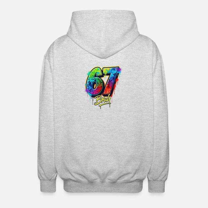 6 7 Meme – Graffiti Bruh Edition - Unisex Hooded Jacket - light heather grey