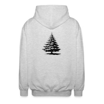 Snowy Christmas pine - Unisex Hooded Jacket - light heather grey - Back - AI Model Male 185 light (185cm)