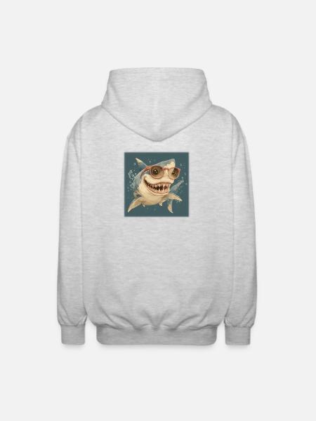 Coolest shark with sunglasses – holiday vibes! - Unisex Hooded Jacket - light heather grey