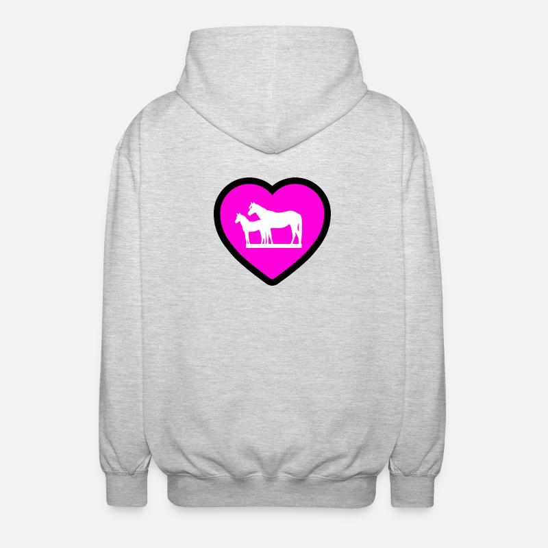 Pferde - Unisex Kapuzenjacke - Hellgrau meliert