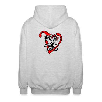 Letter V Initial - Unisex Hooded Jacket - light heather grey - Back - AI Model Male 185 light (185cm)