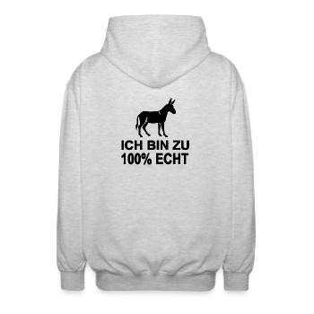 Esel - Unisex Kapuzenjacke - Hellgrau meliert - Hinten - AI Model Male 185 light (185cm)