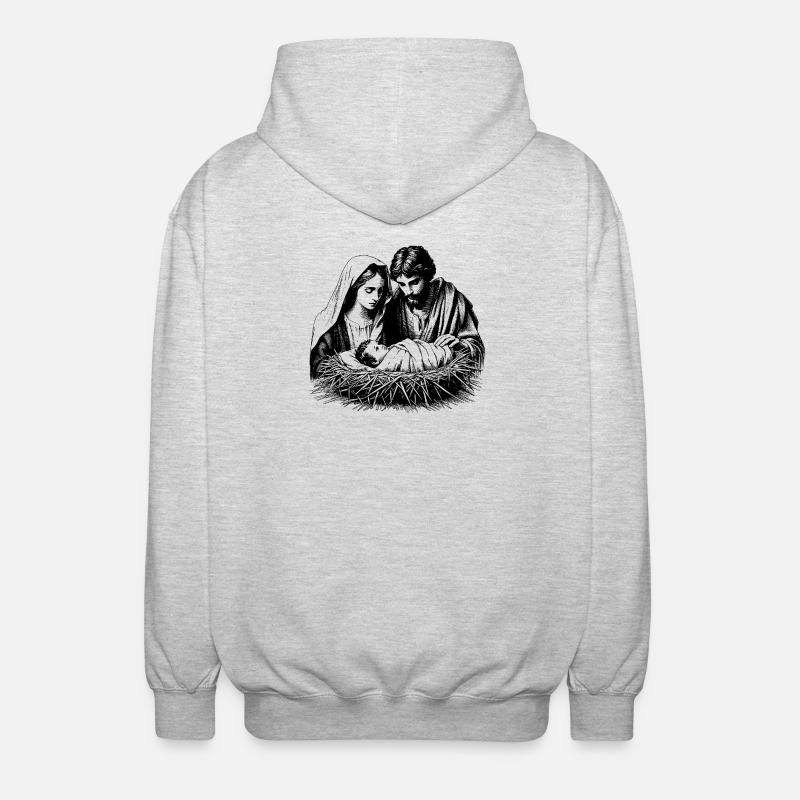 Weihnachtskrippe mit der Sagrada Familia - Unisex Kapuzenjacke - Hellgrau meliert