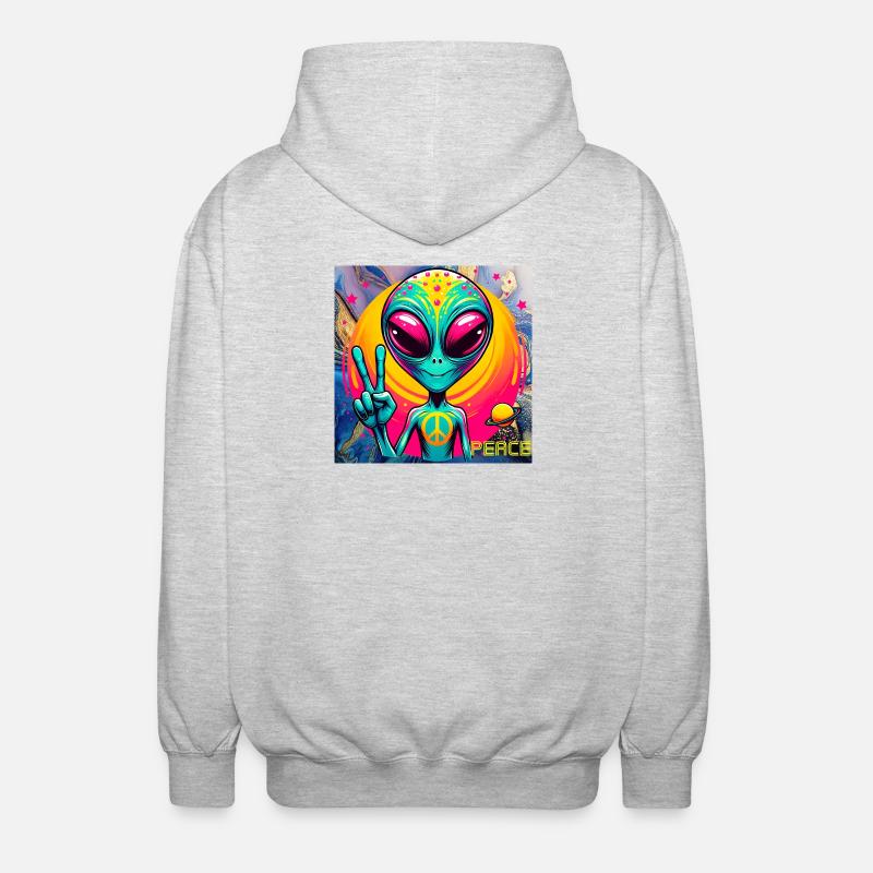 Trippy Alien - Unisex Kapuzenjacke - Hellgrau meliert