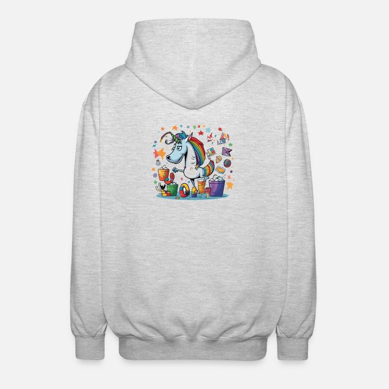 Bunter Einhorn Partychaos - Unisex Kapuzenjacke - Hellgrau meliert