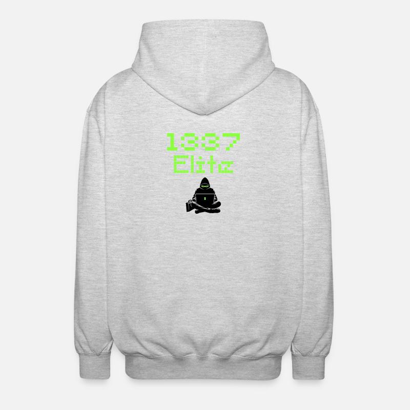 1337 Elite Hacker Squad, Leet Hacker - Unisex Kapuzenjacke - Hellgrau meliert