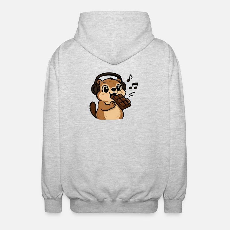 et la marmotte mange le chocolat - Veste à capuche unisexe - gris clair chiné