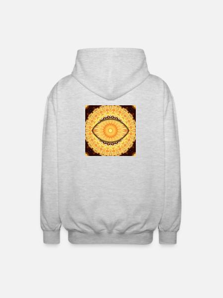 Sun Mandala Kaleidoscope - Unisex Hooded Jacket - light heather grey