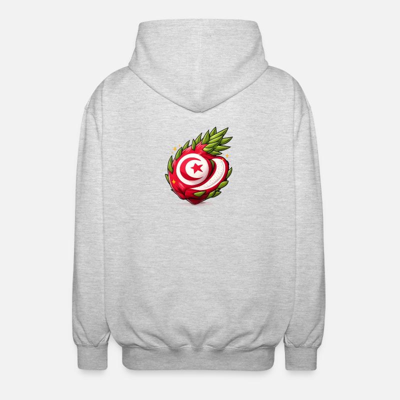 Tunisian Fruit Heart Pattern - Unisex Hooded Jacket - light heather grey