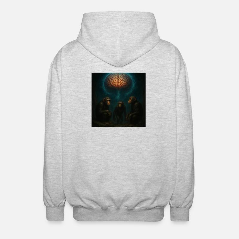 Brainlight: Three monkeys in a dream - Unisex Hooded Jacket - light heather grey