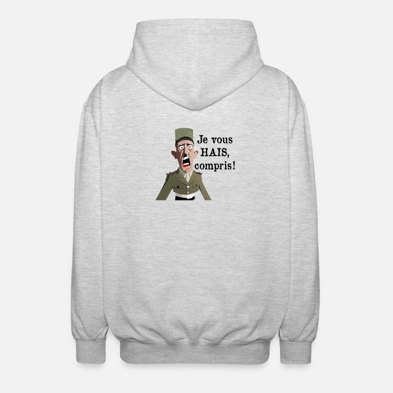 JE VOUS HAIS, COMPRIS ? - Veste à capuche unisexe - gris clair chiné