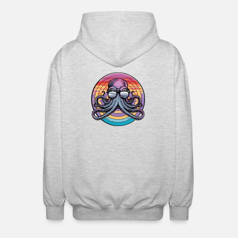 Octopus Retro Surf - Unisex Kapuzenjacke - Hellgrau meliert