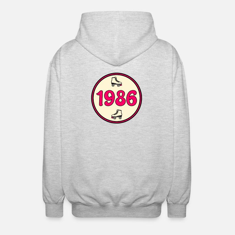 Birthday 1986 Roller Skating - Unisex Hooded Jacket - light heather grey