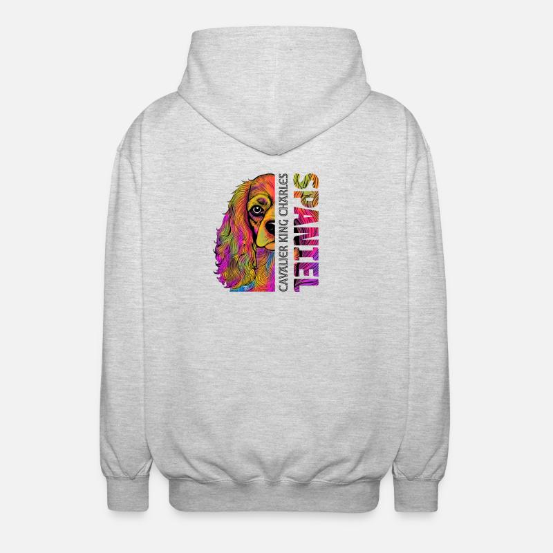 Cavalier King Charles Spaniel - Veste à capuche unisexe - gris clair chiné