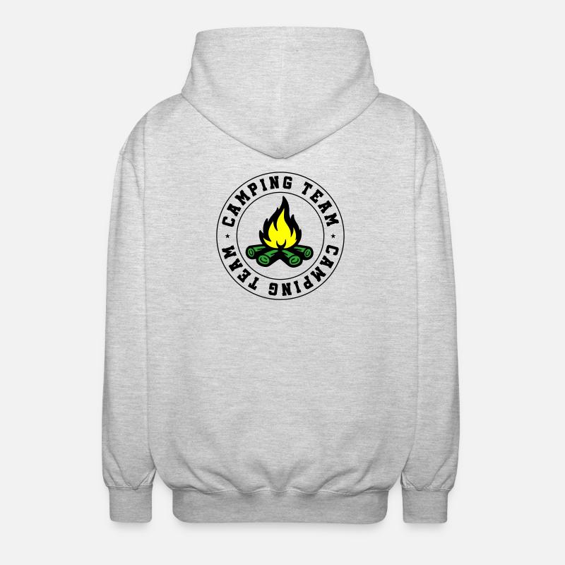 Camping Team Lagerfeuer - Unisex Kapuzenjacke - Hellgrau meliert