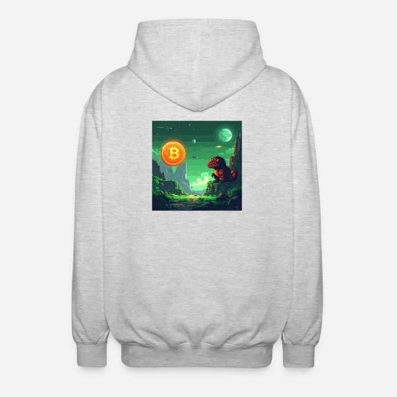 Space Bitcoin Odyssee - Unisex Kapuzenjacke - Hellgrau meliert