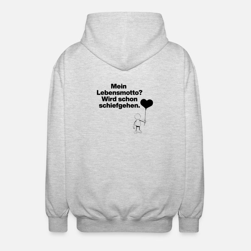 MEIN LEBENSMOTTO? WIRD SCHON SCHIEFGEHEN!​ - Unisex Kapuzenjacke - Hellgrau meliert