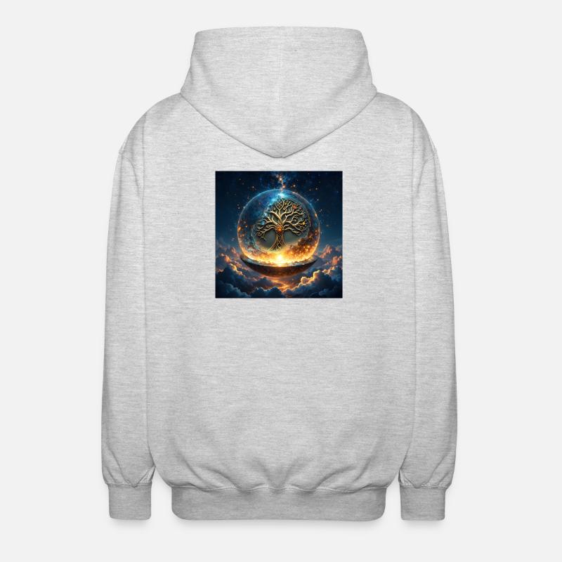 Celestial Orb Tree - Unisex Hooded Jacket - light heather grey