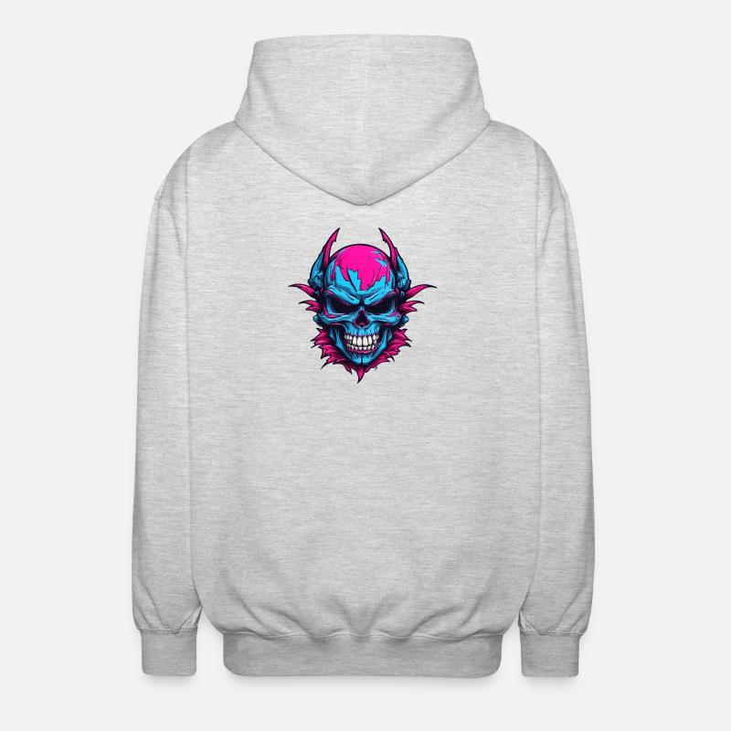 Neon Devil's Skull - Unisex Hooded Jacket - light heather grey