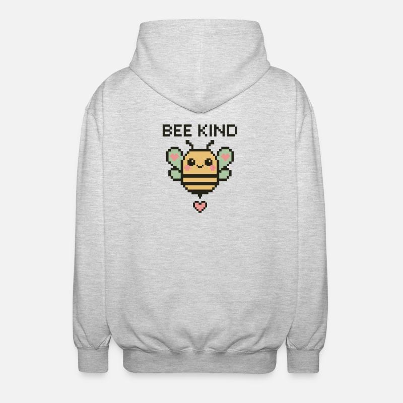 Bee Child - Pixel Bee with Hearts - Unisex Hooded Jacket - light heather grey