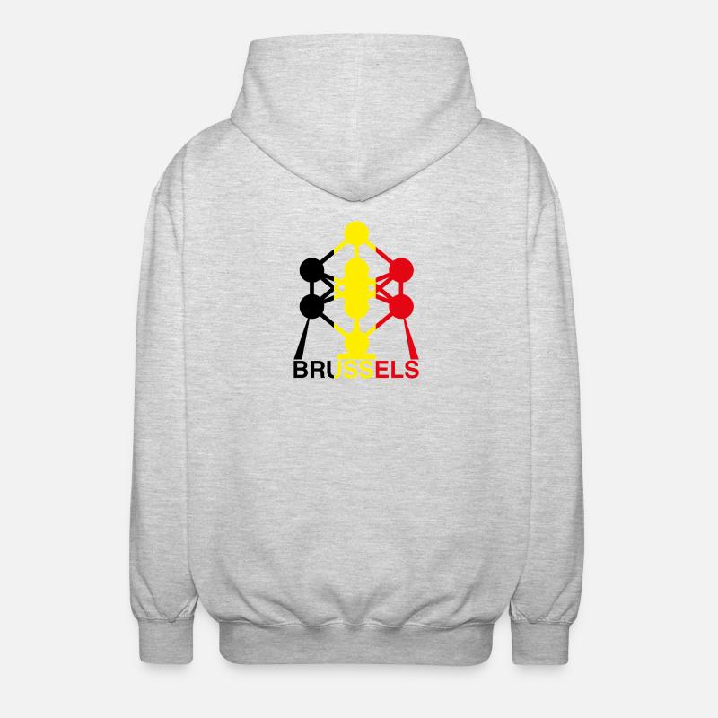 Atomium Brussels – Ikone der belgischen Flagge - Unisex Kapuzenjacke - Hellgrau meliert