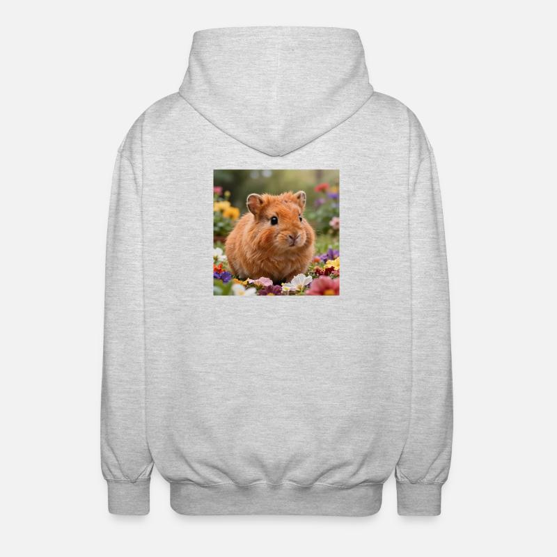 Rêve de hamster fleuri - Veste à capuche unisexe - gris clair chiné