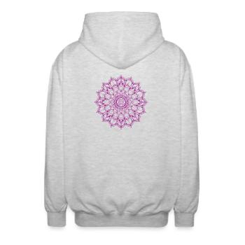 Mandala - Unisex Kapuzenjacke - Hellgrau meliert - Hinten - AI Model Male 185 light (185cm)