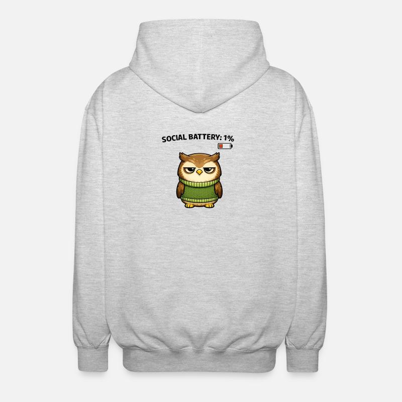 Pull hibou 1 % d’humour de batterie - Veste à capuche unisexe - gris clair chiné