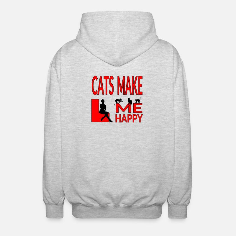Katzen - Unisex Kapuzenjacke - Hellgrau meliert
