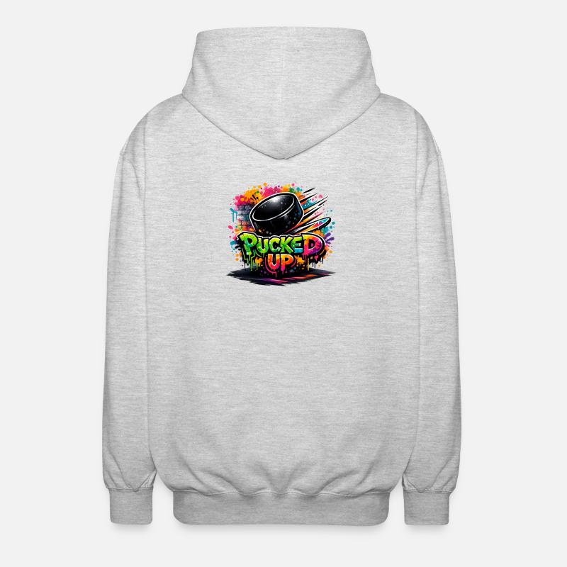 Puck de graffiti complètement déformé - Veste à capuche unisexe - gris clair chiné