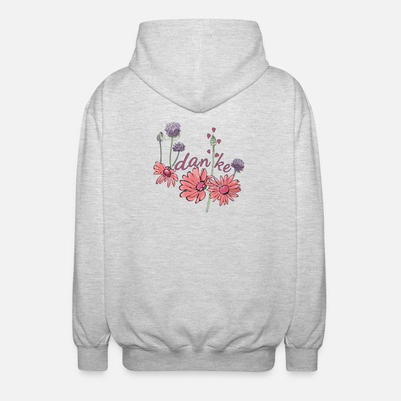 Merci avec des fleurs - Veste à capuche unisexe - gris clair chiné