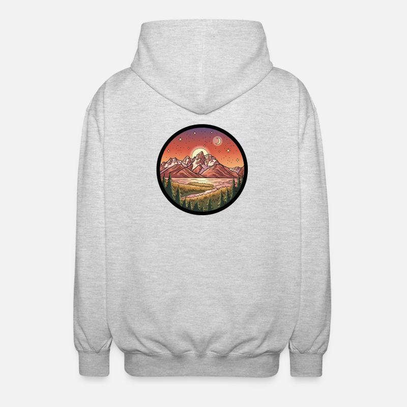 Mondscheingebirge Rundpatch - Unisex Kapuzenjacke - Hellgrau meliert