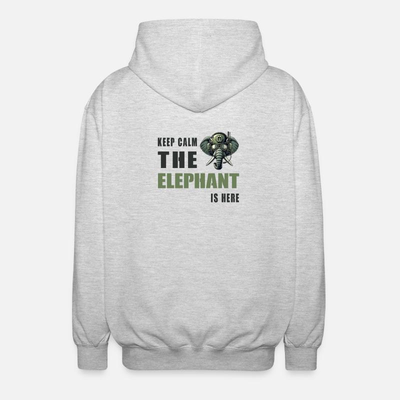 Reste calme, l’éléphant est là - Veste à capuche unisexe - gris clair chiné